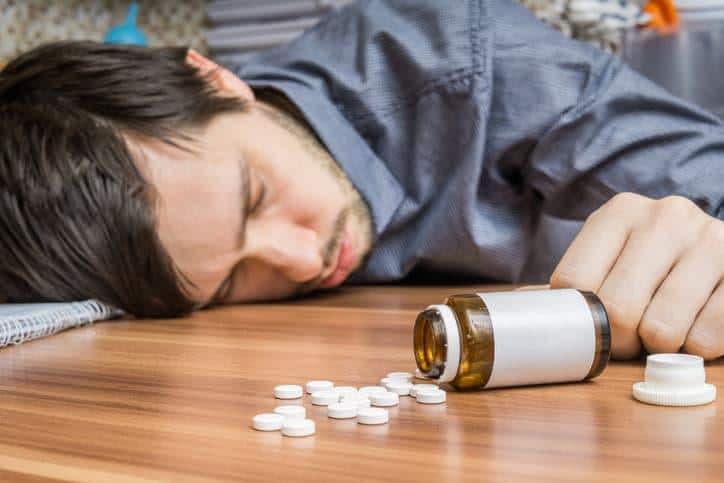 Picture of a man who has overdosed on prescription drugs