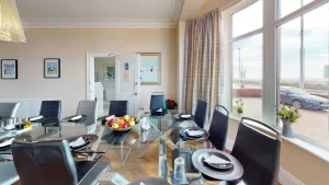 Welcoming, open plan dining room for residents to eat a nutritious meal with one another at rehabilitation residential treatment centre, Ocean Recovery