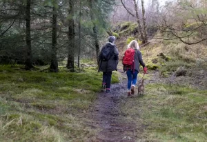 Two people on dog walk