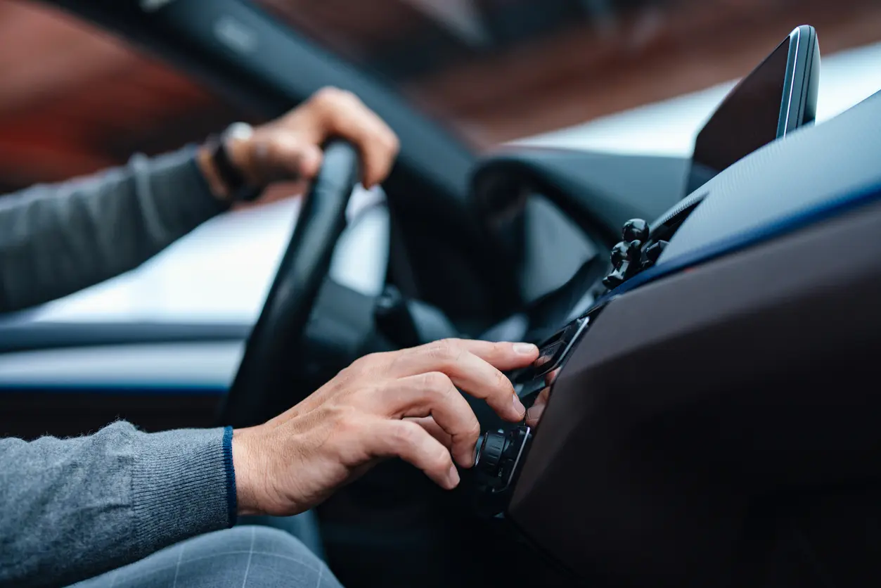 Man driving a car